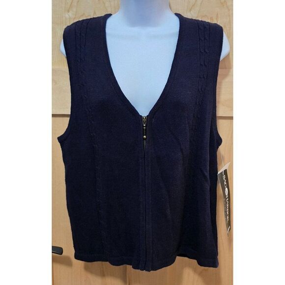 Sag Harbor Womens Medium Knit Black Sleeveless Zip-Up Vest vintage y2k - Picture 1 of 4